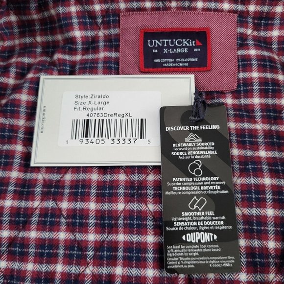 UNTUCKit Ziraldo Shirt Jacket Flannel Lined Burgundy Men's Size XL MSRP $148 - Picture 8 of 11
